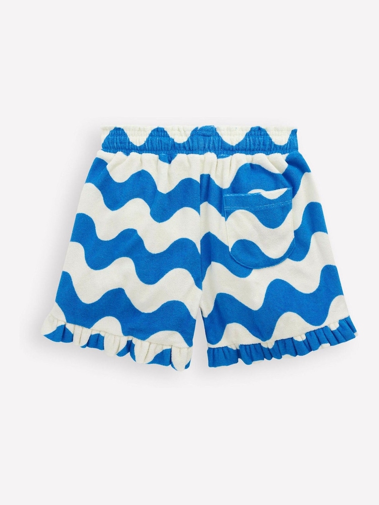 Boden Blue Towelling Ruffle Shorts - Image 2 of 3