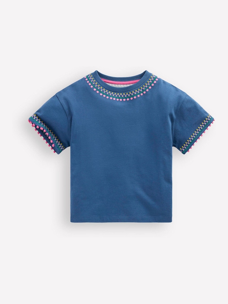 Boden Blue Relaxed Embroidered T-Shirt - Image 1 of 3