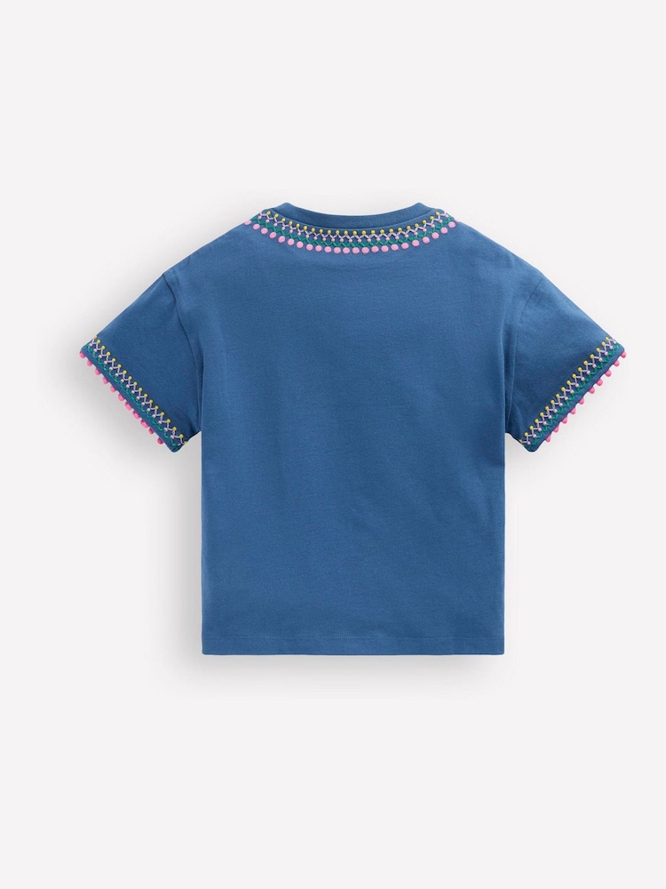 Boden Blue Relaxed Embroidered T-Shirt - Image 2 of 3