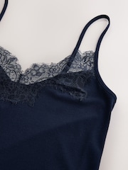 Navy Lace Detail Ribbed Slip - Image 2 of 3