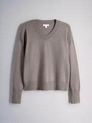 The Set 4 Pack Fine Knit V-Neck Jumpers Black - Ganache/Brown - Cinder/Grey Marl - Image 10 of 12