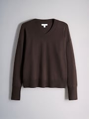 The Set 4 Pack Fine Knit V-Neck Jumpers Black - Ganache/Brown - Cinder/Grey Marl - Image 11 of 12