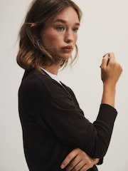 The Set 4 Pack Fine Knit V-Neck Jumpers Black - Ganache/Brown - Cinder/Grey Marl - Image 5 of 12