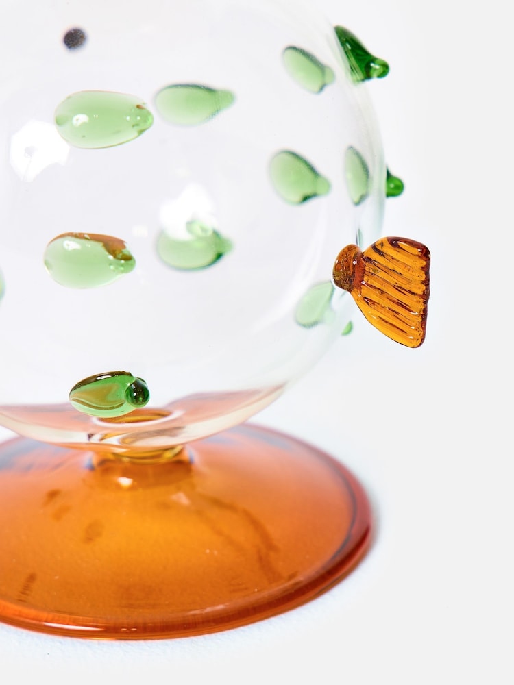 Oliver Bonas Green Puffa Fish Glass Candle Holder - Image 6 of 6