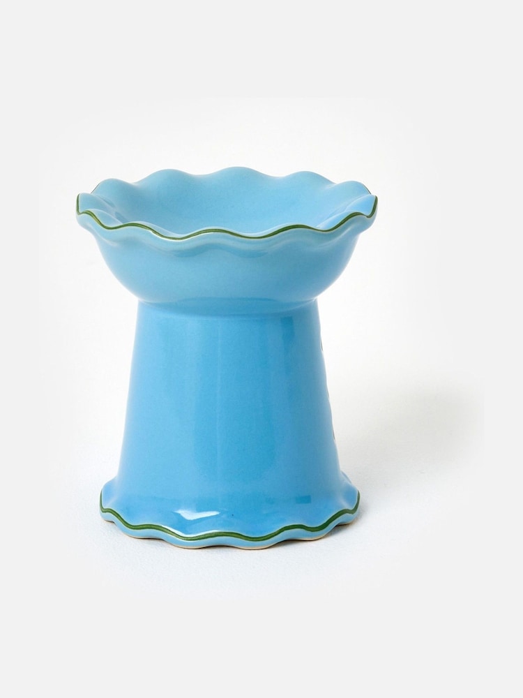 Oliver Bonas Blue Ceramic Ruffle Oil Burner - Image 1 of 5