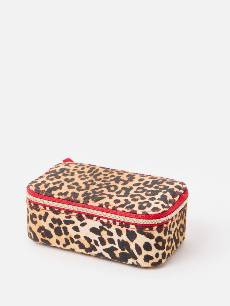 Oliver Bonas Brown Brown & Red Leopard Print Jewellery Box - Image 1 of 4
