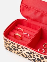 Oliver Bonas Brown Brown & Red Leopard Print Jewellery Box - Image 4 of 4