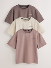 smALLSAINTS Brown Logo Crew Relaxed T-Shirts 3 Pack - Image 1 of 8
