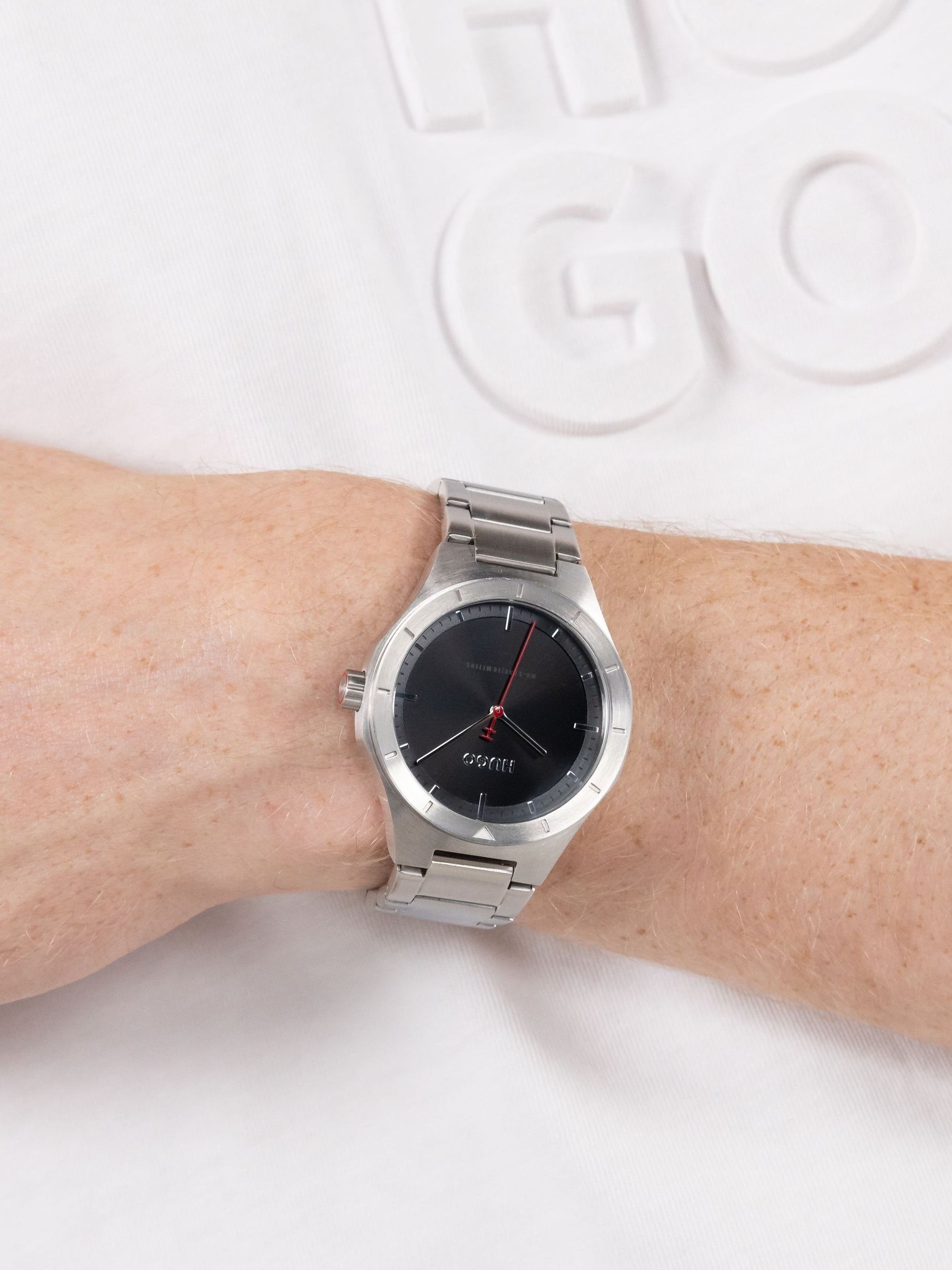 Hugo Three Hand Quartz Movement Watch #LIT Collection with Stainless Steel Bracelet - Image 3
