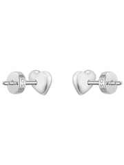 BOSS Silver Tone Honey Heart Stainless Steel Earrings - Image 4 of 5