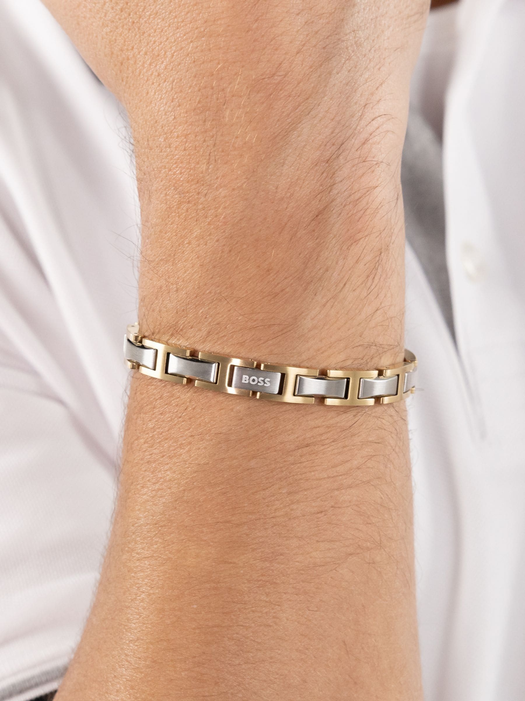 Boss Gents Nolan Two Tone Gold Ip And Stainless Steel Bracelet - Image 8