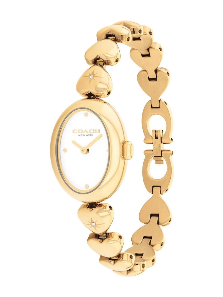 COACH Gold Sammy Plated Heart Bracelet Watch - Image 1 of 5