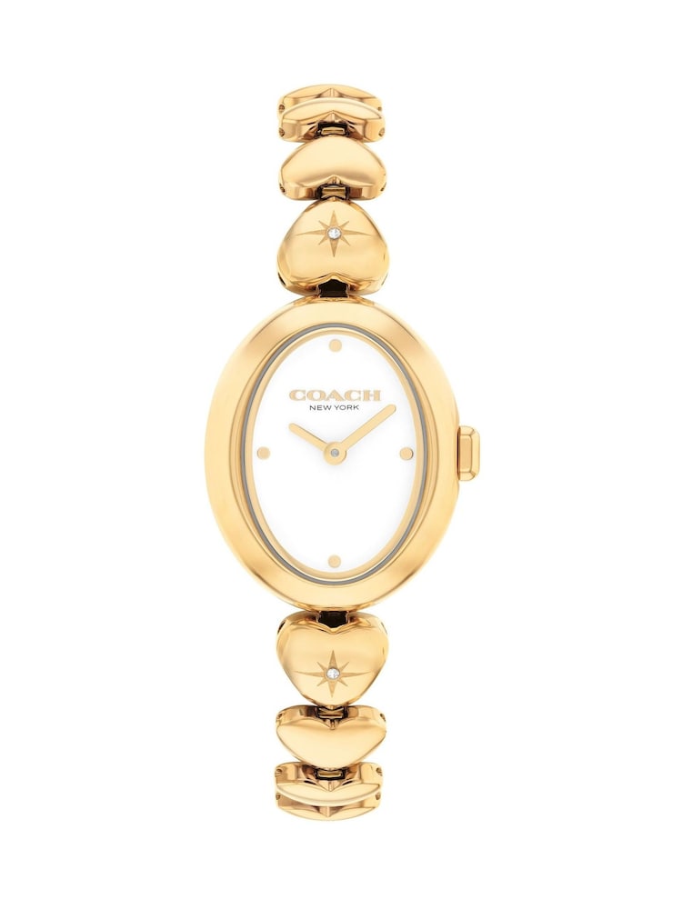 COACH Gold Sammy Plated Heart Bracelet Watch - Image 2 of 5
