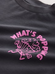 Charcoal Grey Popcorn Boxy Graphic T-Shirt (3-16yrs) - Image 4 of 4
