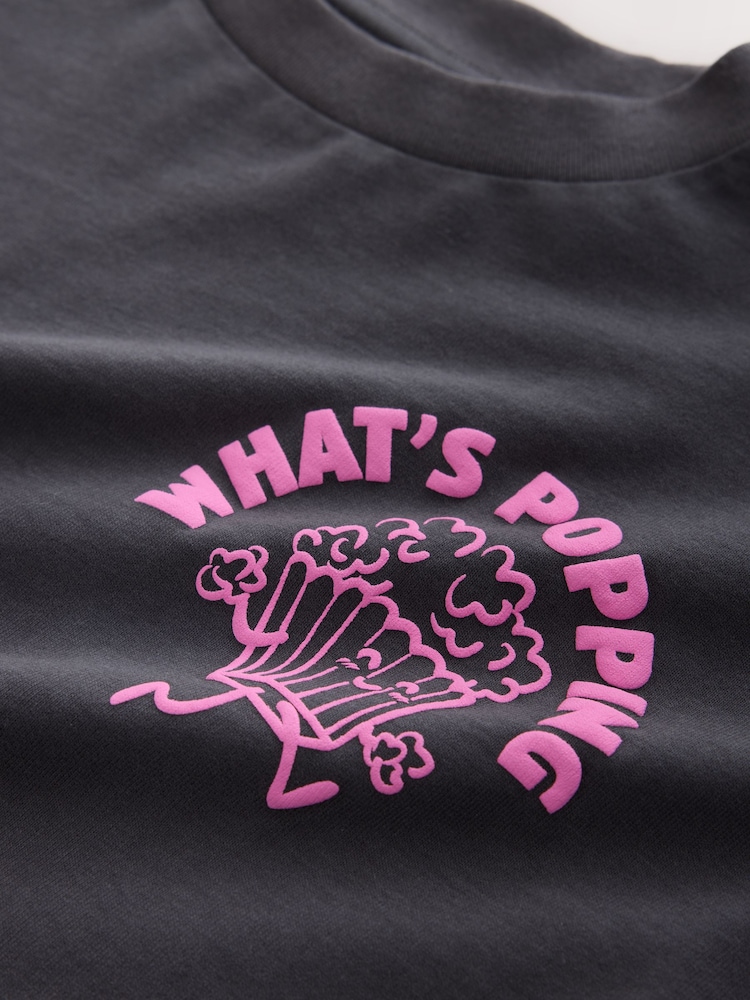 Charcoal Grey Popcorn Boxy Graphic T-Shirt (3-16yrs) - Image 4 of 4 Charcoal Grey Popcorn Boxy Graphic T-Shirt (3-16yrs) - Image 4 of 4