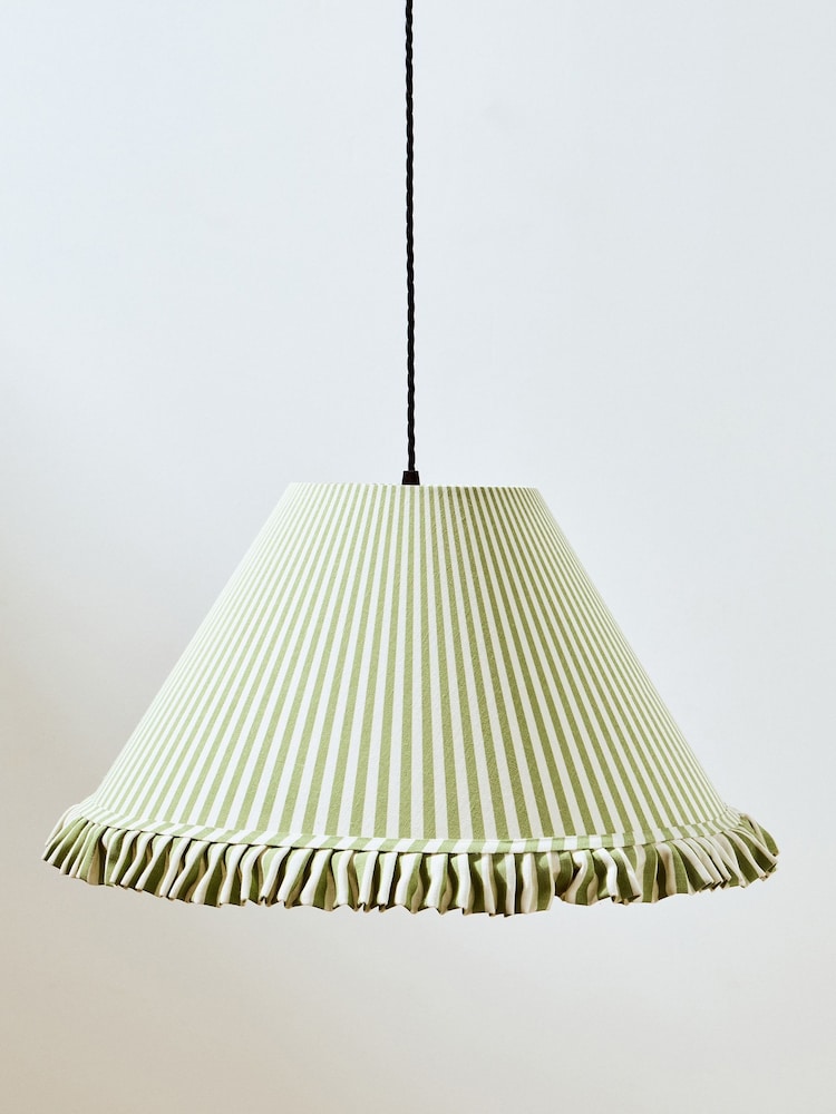 Oliver Bonas Green Alba Striped Ruffle Lamp Shade - Image 2 of 4