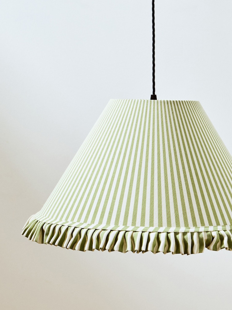 Oliver Bonas Green Alba Striped Ruffle Lamp Shade - Image 4 of 4
