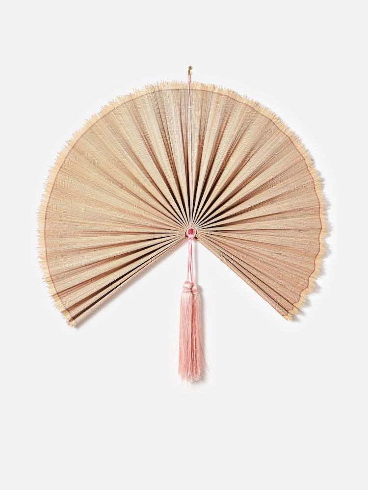 Oliver Bonas Pink Bamboo Fan Tassel Hanging Wall Decor - Image 2 of 4 Oliver Bonas Pink Bamboo Fan Tassel Hanging Wall Decor - Image 2 of 4