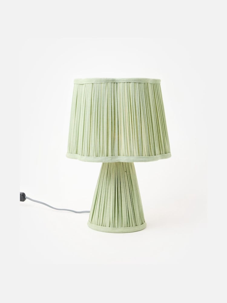 Oliver Bonas Green Pli Pleated Desk & Table Lamp - Image 1 of 4