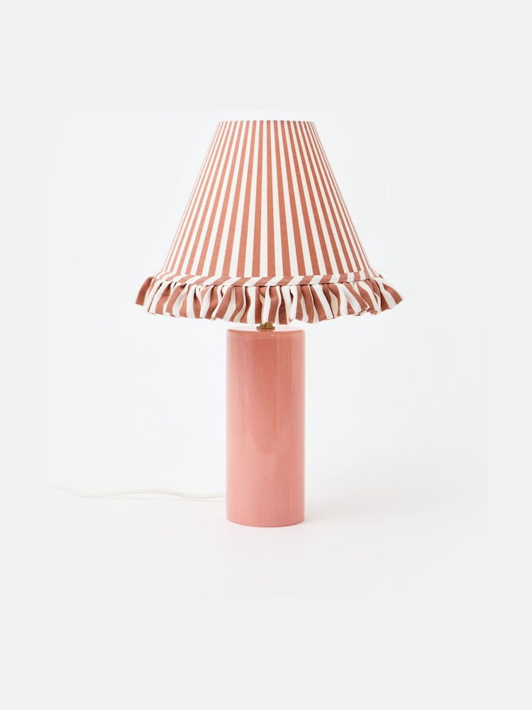 Oliver Bonas Pink Glass Ruffle Desk & Table Lamp - Image 1 of 4