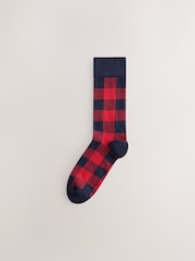 Blue/Red/Green Check Pattern Socks 5 Pack - Image 5 of 8