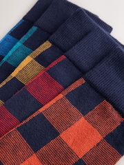Blue/Red/Green Check Pattern Socks 5 Pack - Image 7 of 8