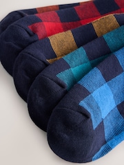 Blue/Red/Green Check Pattern Socks 5 Pack - Image 8 of 8