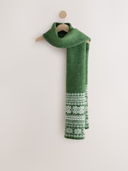 Green Fair Isle Long Knitted Scarf - Image 4 of 6