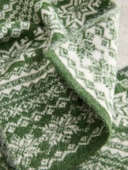 Green Fair Isle Long Knitted Scarf - Image 6 of 6