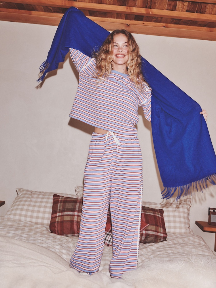 Красно-синяя - Long Sleeve Stripe Lounge Set - Изображение 1 8