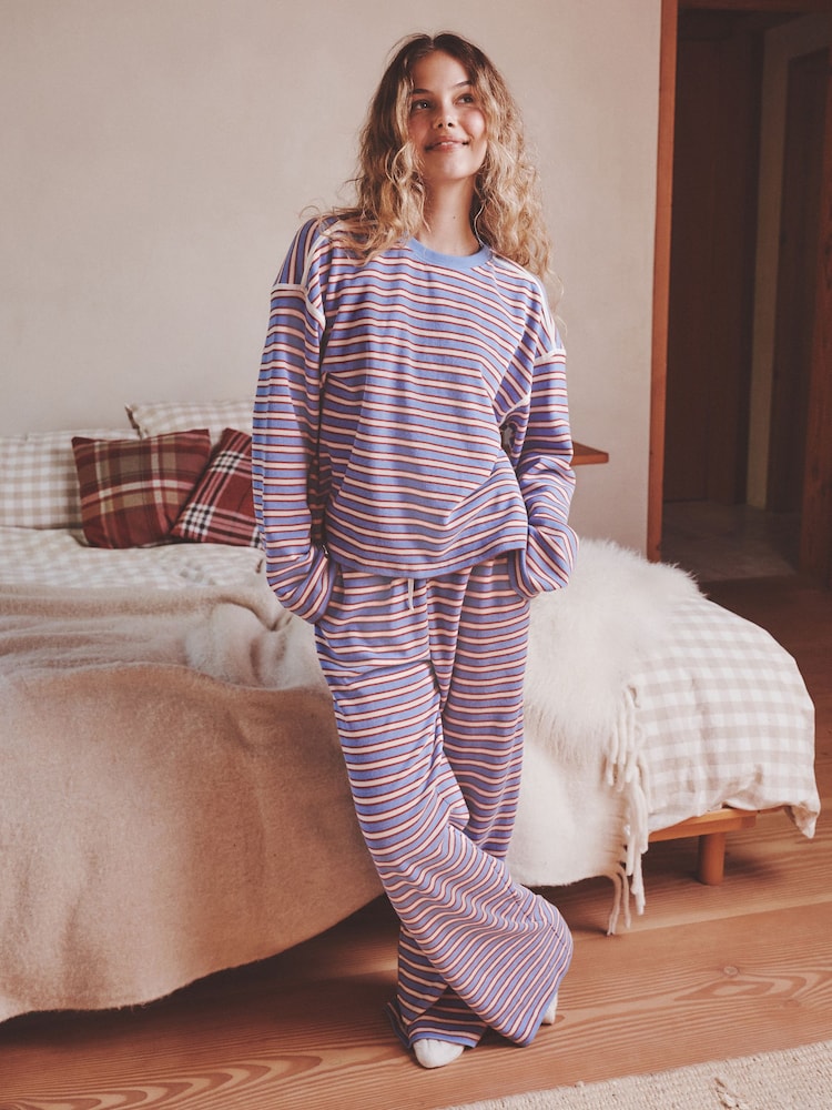 Красно-синяя - Long Sleeve Stripe Lounge Set - Изображение 2 8