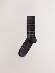 Rich Red/ Blue Check Pattern Socks 5 Pack - Image 2 of 8