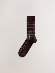 Rich Red/ Blue Check Pattern Socks 5 Pack - Image 5 of 8