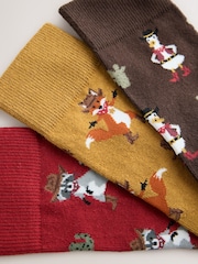 Blue/Red/Orange Cowboy Animals Fun Embroidered Socks 8 Pack - Image 11 of 11