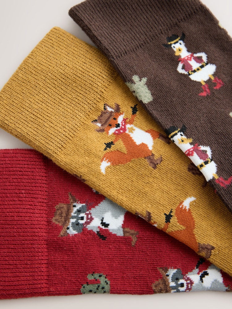 Blue/Red/Orange Cowboy Animals Fun Embroidered Socks 8 Pack - Image 11 of 11 Blue/Red/Orange Cowboy Animals Fun Embroidered Socks 8 Pack - Image 11 of 11