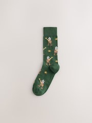 Blue/Red/Orange Cowboy Animals Fun Embroidered Socks 8 Pack - Image 7 of 11