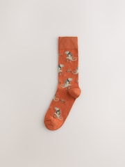 Blue/Red/Orange Cowboy Animals Fun Embroidered Socks 8 Pack - Image 8 of 11