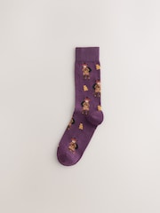 Blue/Red/Orange Cowboy Animals Fun Embroidered Socks 8 Pack - Image 9 of 11