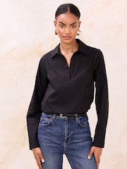 Noir - Lipsy V-Neck Poplin Shirt - Image 2 de 4