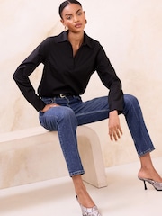 Noir - Lipsy V-Neck Poplin Shirt - Image 3 de 4