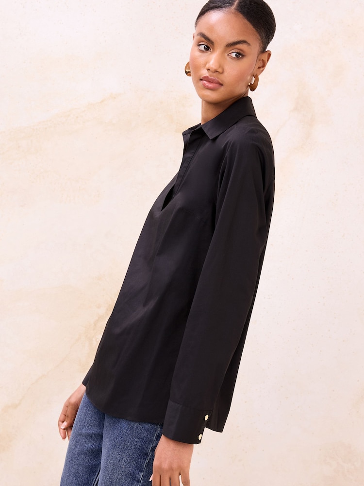Noir - Lipsy V-Neck Poplin Shirt - Image 4 de 4