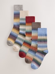Blue/ Yellow/ Red Ombre Stripe - 圖案襪子 5 雙裝 - 圖片 1/8