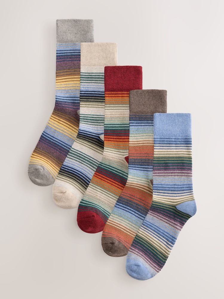 Blue/ Yellow/ Red Ombre Stripe - 圖案襪子 5 雙裝 - 圖片 1/8