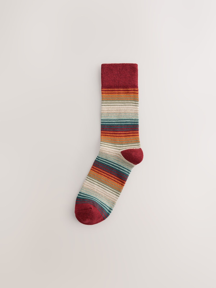Blue/ Yellow/ Red Ombre Stripe - 圖案襪子 5 雙裝 - 圖片 2/8