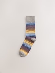 Blue/ Yellow/ Red Ombre Stripe - 圖案襪子 5 雙裝 - 圖片 5/8