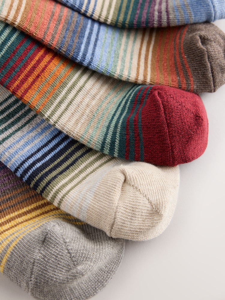Blue/ Yellow/ Red Ombre Stripe - 圖案襪子 5 雙裝 - 圖片 8/8
