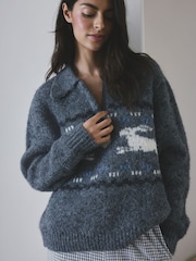 Grey Knitted Bunny Jumper - Image 1 of 3