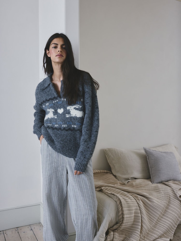 Grey Knitted Bunny Jumper - Image 2 of 3 Grey Knitted Bunny Jumper - Image 2 of 3