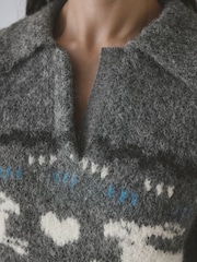 Gray - Knitted Bunny Jumper - Larawan 4 ng 7