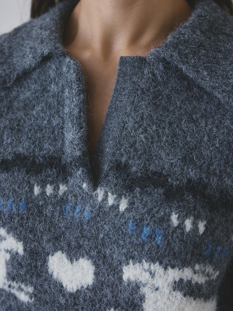Grey Knitted Bunny Jumper - Image 3 of 3 Grey Knitted Bunny Jumper - Image 3 of 3